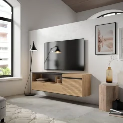 Mueble de TV Kroma diseño flotante compartimento izquierda 45x152,5x34,6 cm