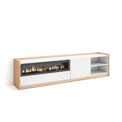 Mueble de TV Kroma dos compartimentos con chimenea izquierda 49,5x207,2x35 cm