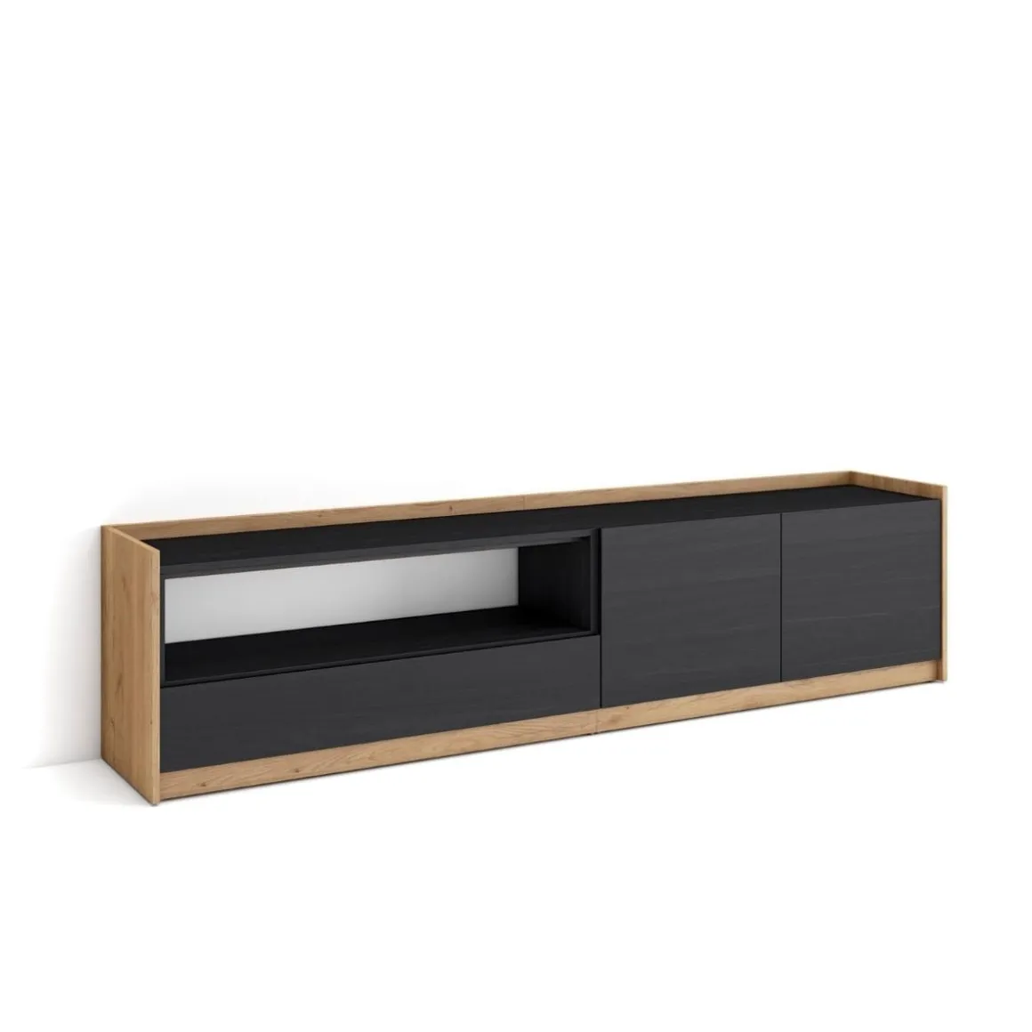 Mueble de TV Kroma dos puertas con compartimento izquierda 49,5x207,2x35 cm
