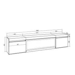 Mueble de TV Kroma dos puertas con chimenea central 45x208,2x34,6 cm