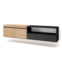 Mueble de TV Kroma flotante 3 puertas con estante derecha 45x203x35 cm
