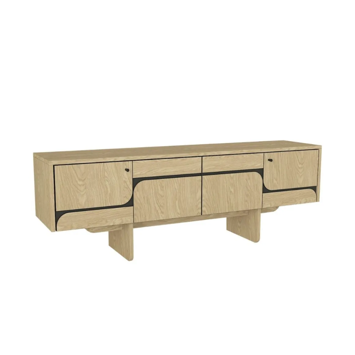 Mueble de TV Lava con puerta abatible antracita/natural 51,3x150x35 cm