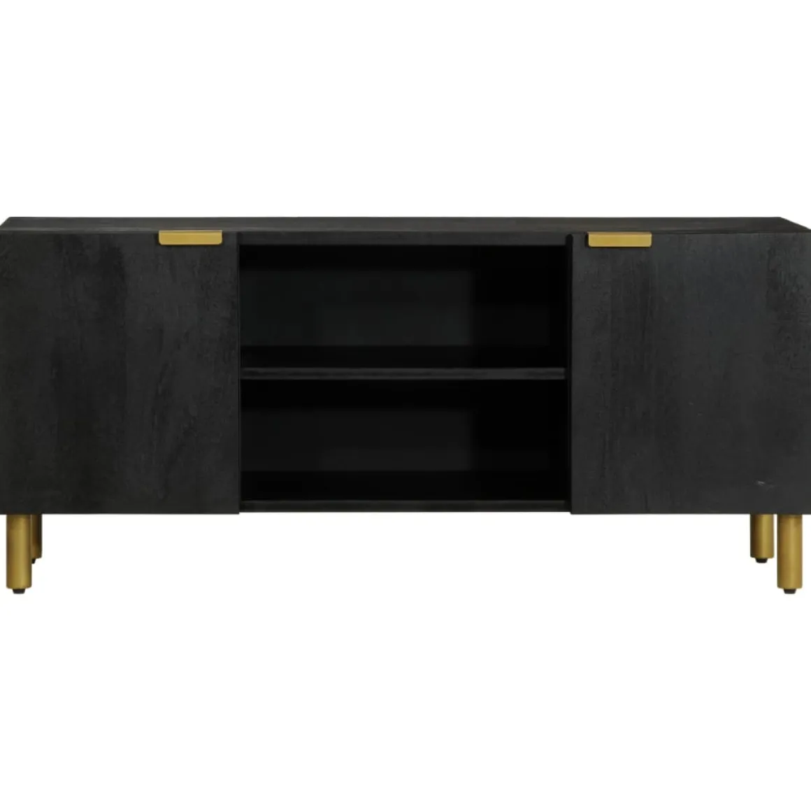 Mueble de TV Lirio 2 armarios + 2 compartimentos negro 46x105x33 cm