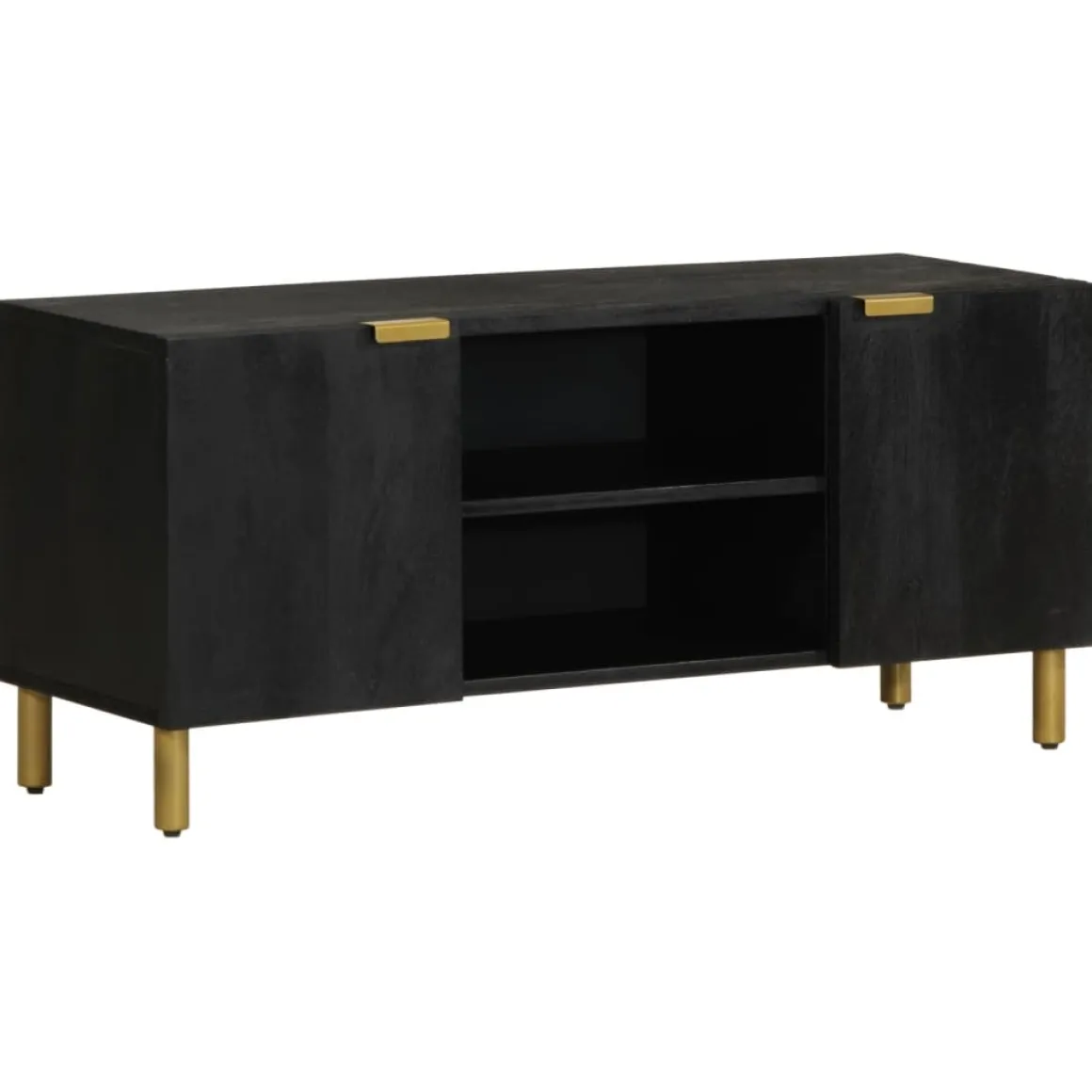 Mueble de TV Lirio 2 armarios + 2 compartimentos negro 46x105x33 cm