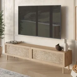 Mueble de TV Lura 2 puertas con tejido natural 47x180x39 cm