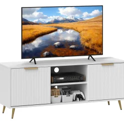 Mueble de TV Medusa Homcom 2 compartimentos + 2 puertas blanco 48x120x35 cm