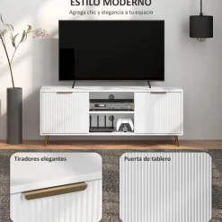 Mueble de TV Medusa Homcom 2 compartimentos + 2 puertas blanco 48x120x35 cm
