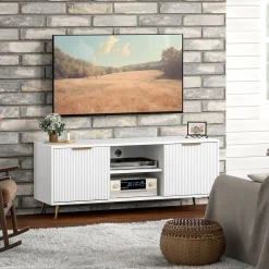 Mueble de TV Medusa Homcom 2 compartimentos + 2 puertas blanco 48x120x35 cm