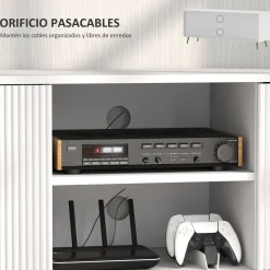 Mueble de TV Medusa Homcom 2 compartimentos + 2 puertas blanco 48x120x35 cm