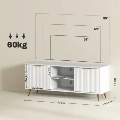 Mueble de TV Medusa Homcom 2 compartimentos + 2 puertas blanco 48x120x35 cm
