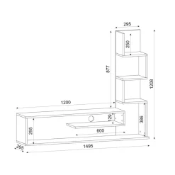 Mueble de TV Metehan con estantería lateral blanco/natural 120x150x30 cm