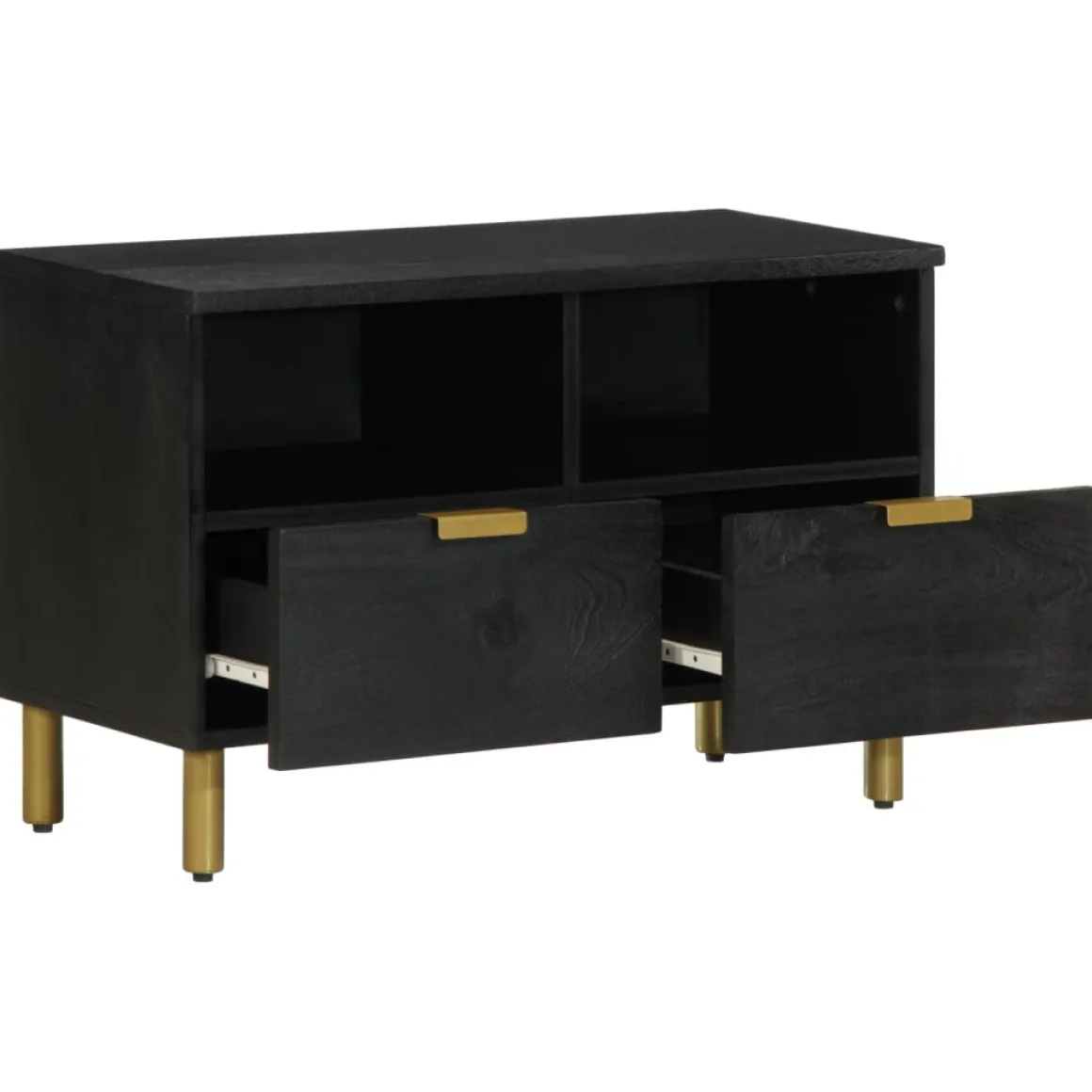 Mueble de TV Milano 2 compartimentos + 2 cajones negro 46x70x33 cm