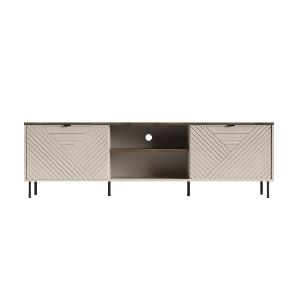 Mueble de TV Mirage 2 puertas con 2 compartimentos beige/roble 55x183x40 cm