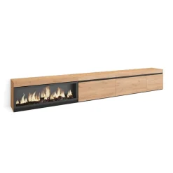 Mueble de TV modelo Kroma 3 puertas con chimenea izquierda 45x318x35 cm