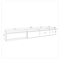Mueble de TV modelo Kroma 3 puertas con chimenea izquierda 45x318x35 cm