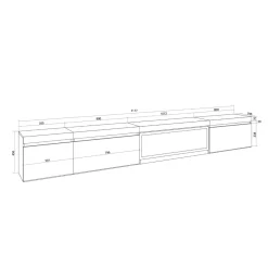 Mueble de TV modelo Kroma flotante 3 puertas con chimenea centro-derecha 45x318x35 cm