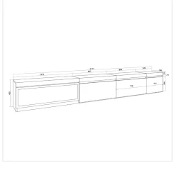 Mueble de TV modelo Kroma flotante 3 puertas con chimenea izquierda 45x318x35 cm