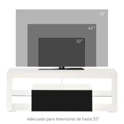 Mueble de TV Modern Homcom con luz LED 6 modos blanco 52x140x35 cm