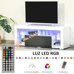 Mueble de TV Modern Homcom con luz LED 6 modos blanco 52x140x35 cm