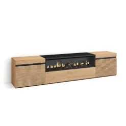 Mueble de TV Neos 3 puertas con chimenea centro 45x200x35 cm