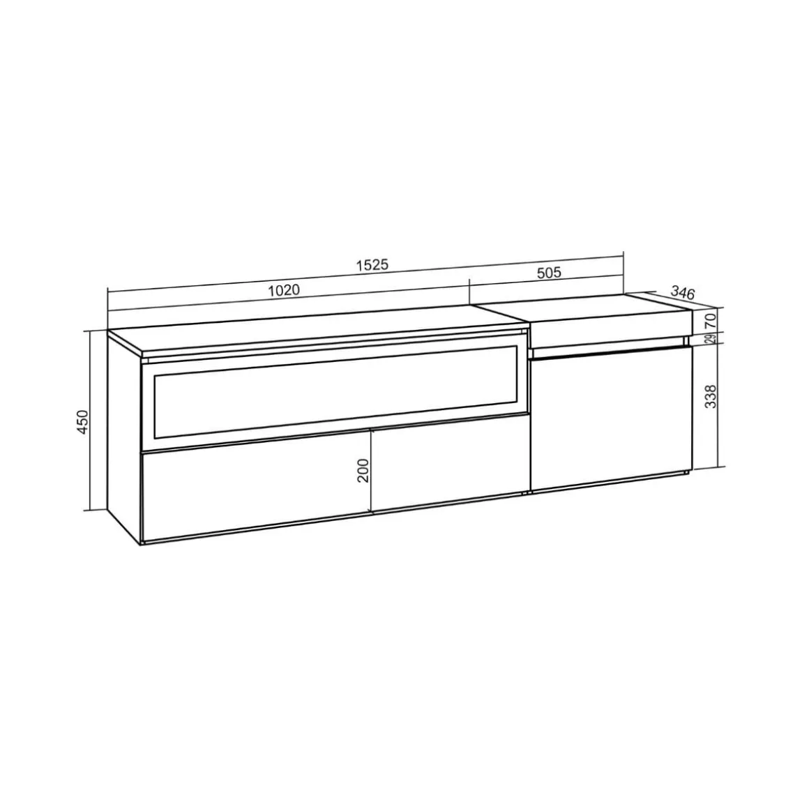 Mueble de TV Neos listones con chimenea izquierda natural/negro 45x152,5x34,6 cm