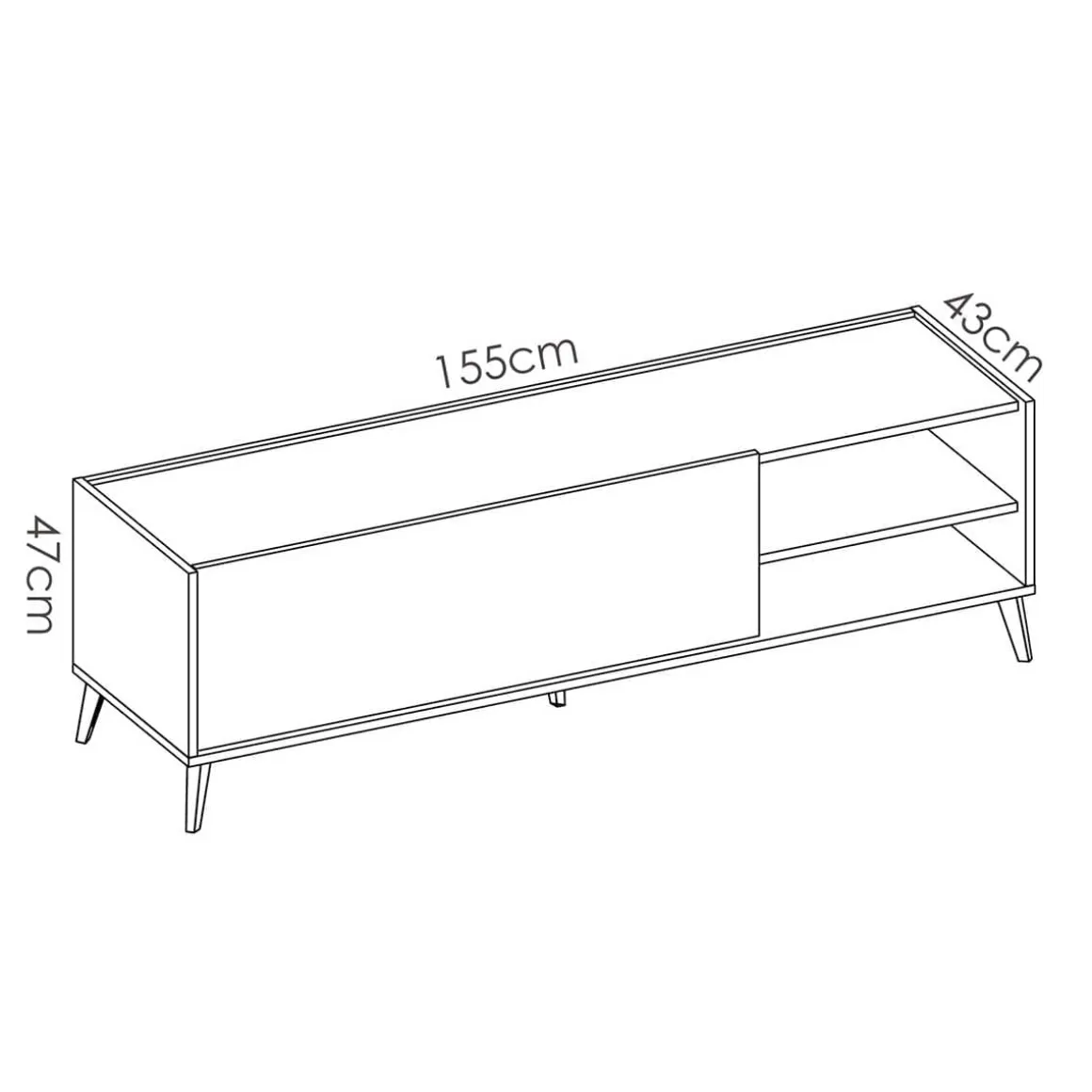 Mueble de TV Ness puerta abatible y 2 compartimentos 47x155x43 cm