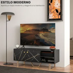 Mueble de TV Pangio Homcom 2 puertas + 2 compartimentos negro 45x110x35 cm