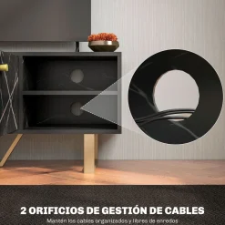 Mueble de TV Pangio Homcom 2 puertas + 2 compartimentos negro 45x110x35 cm