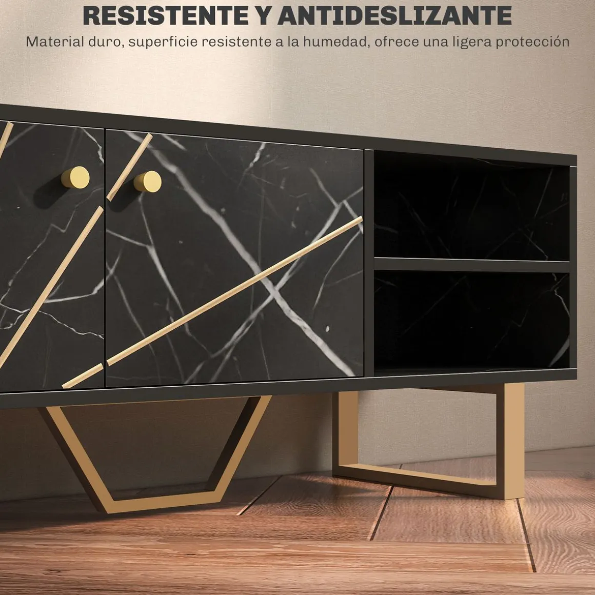 Mueble de TV Pangio Homcom 2 puertas + 2 compartimentos negro 45x110x35 cm