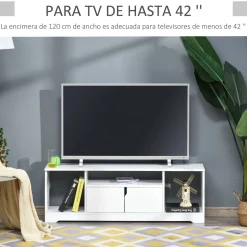 Mueble de TV Petto Homcom doble puerta + 3 compartimentos blanco 41x120x30 cm