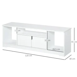 Mueble de TV Petto Homcom doble puerta + 3 compartimentos blanco 41x120x30 cm