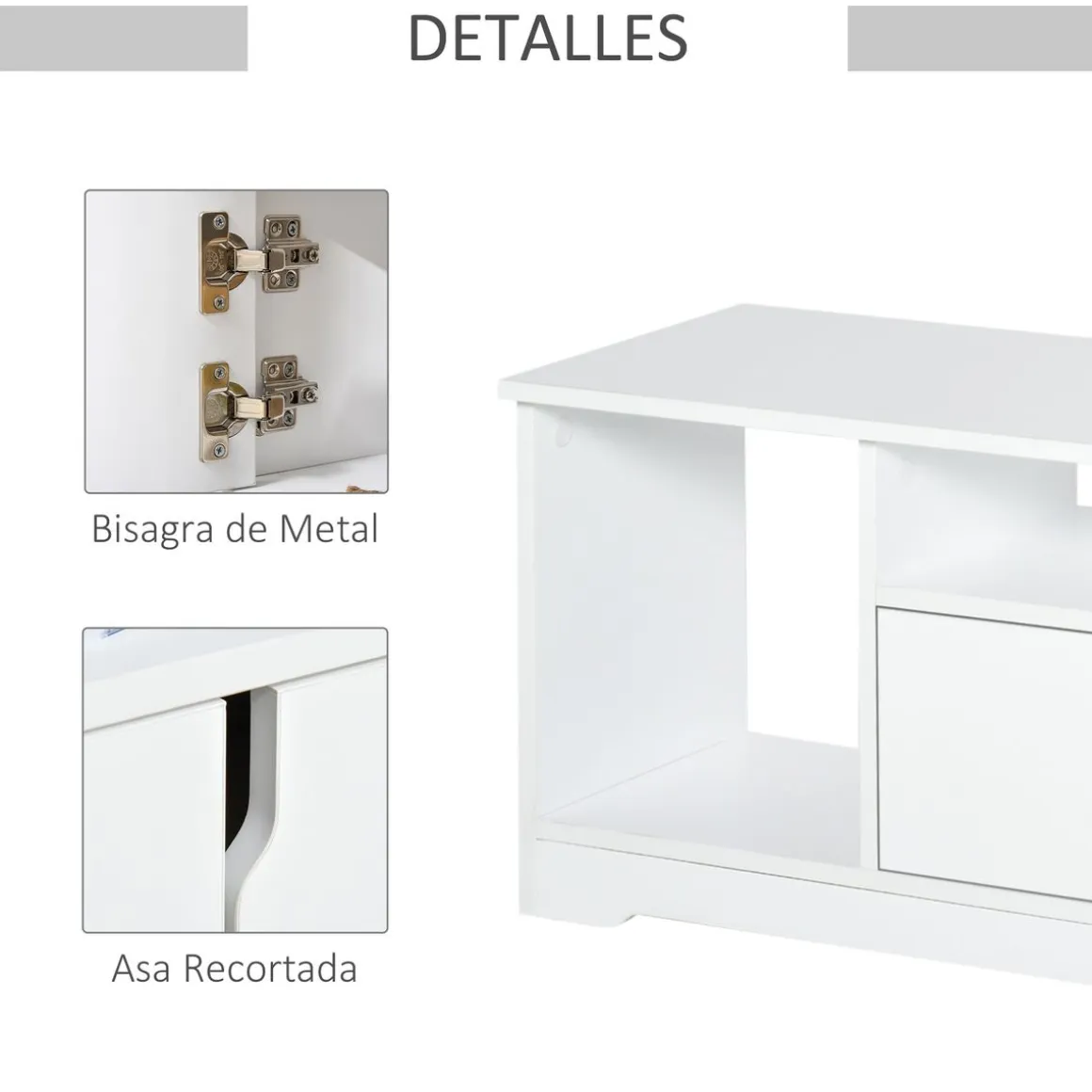 Mueble de TV Petto Homcom doble puerta + 3 compartimentos blanco 41x120x30 cm