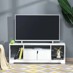 Mueble de TV Petto Homcom doble puerta + 3 compartimentos blanco 41x120x30 cm