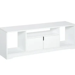 Mueble de TV Petto Homcom doble puerta + 3 compartimentos blanco 41x120x30 cm