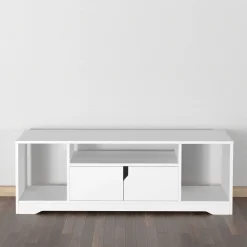 Mueble de TV Petto Homcom doble puerta + 3 compartimentos blanco 41x120x30 cm