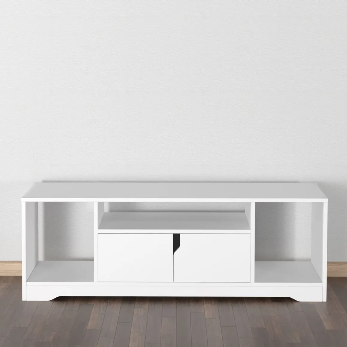 Mueble de TV Petto Homcom doble puerta + 3 compartimentos blanco 41x120x30 cm
