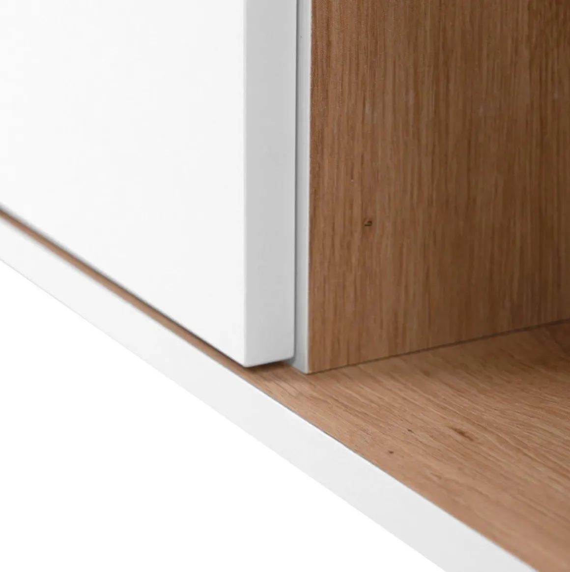 Mueble de TV Pirineos 2 puertas + 2 cajones + 2 compartimentos blanco/natural 59x186x36 cm