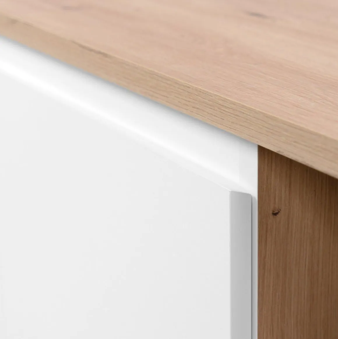 Mueble de TV Pirineos 2 puertas + 2 cajones + 2 compartimentos blanco/natural 59x186x36 cm