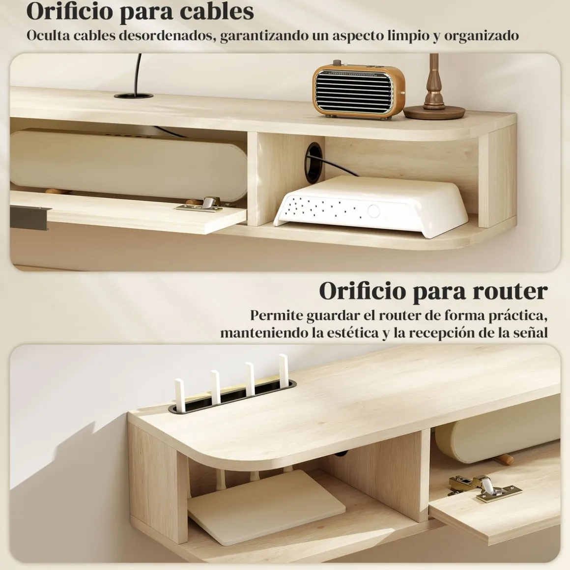 Mueble de TV Rocaya Homcom con puerta 2 compartimentos natural 16x120x24 cm