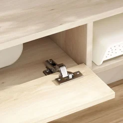 Mueble de TV Rocaya Homcom con puerta 2 compartimentos natural 16x120x24 cm