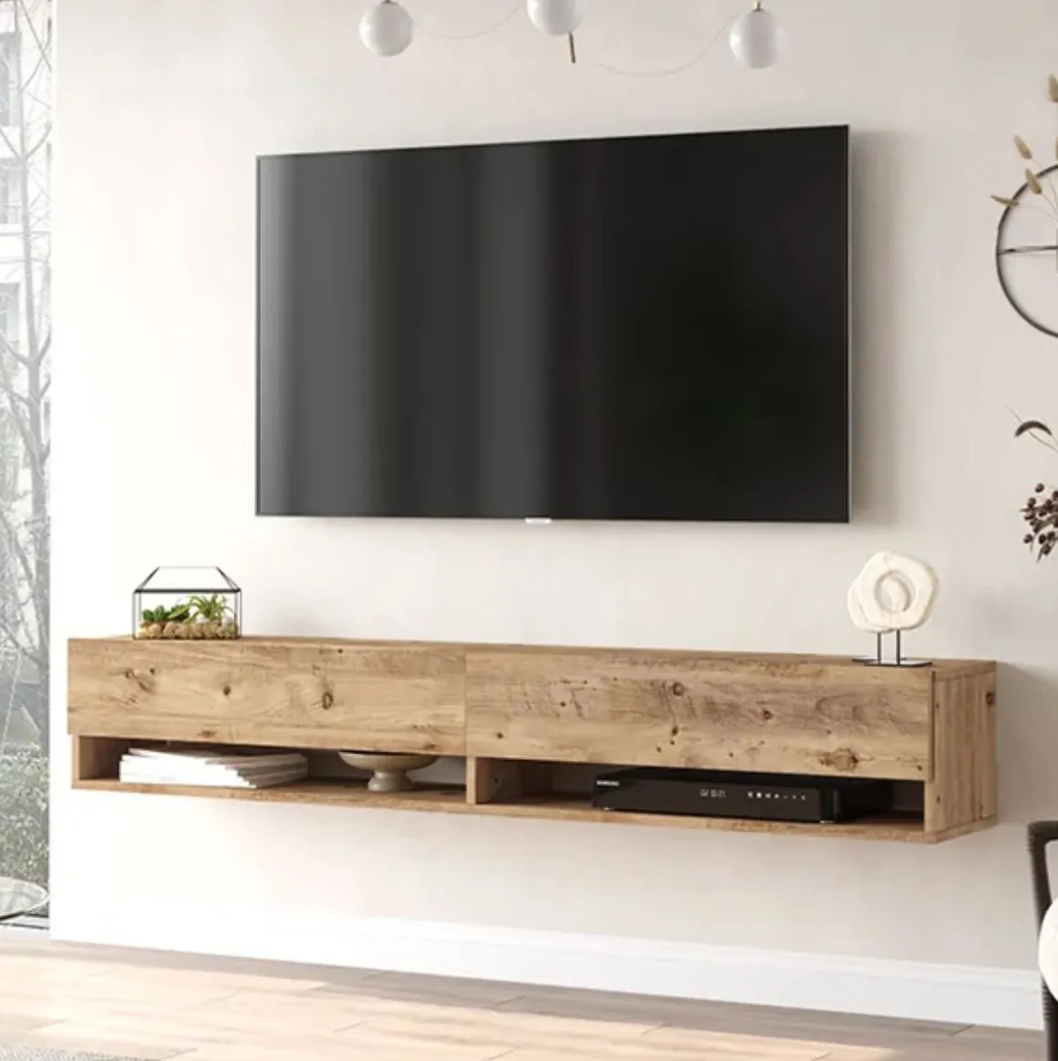 Mueble de TV Salsa 2 puertas abatibles + 2 compartimentos natural 29x180x31 cm
