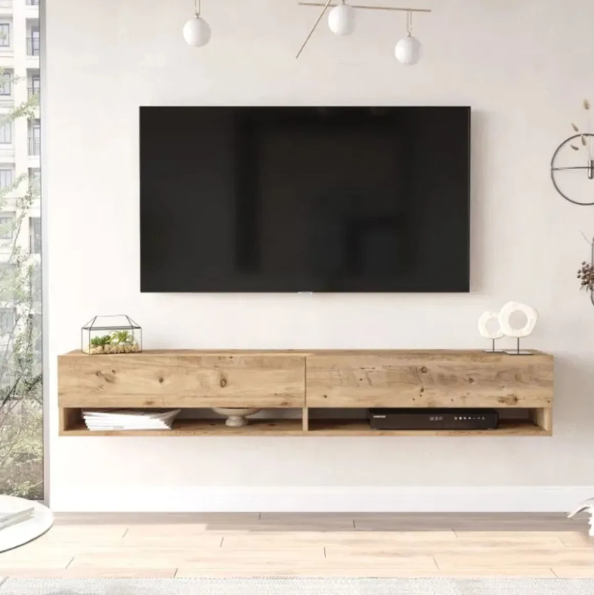 Mueble de TV Salsa 2 puertas abatibles + 2 compartimentos natural 29x180x31 cm