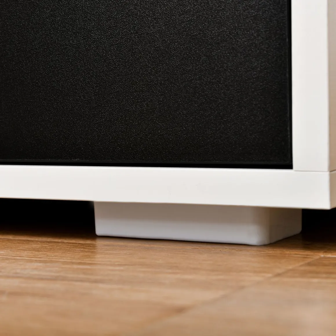 Mueble de TV Shimo Homcom 2 cajones + compartimento abierto blanco/negro 32x140x30 cm