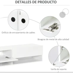 Mueble de TV Sirena Homcom 2 compartimentos y 2 armarios blanco 31x140x32 cm