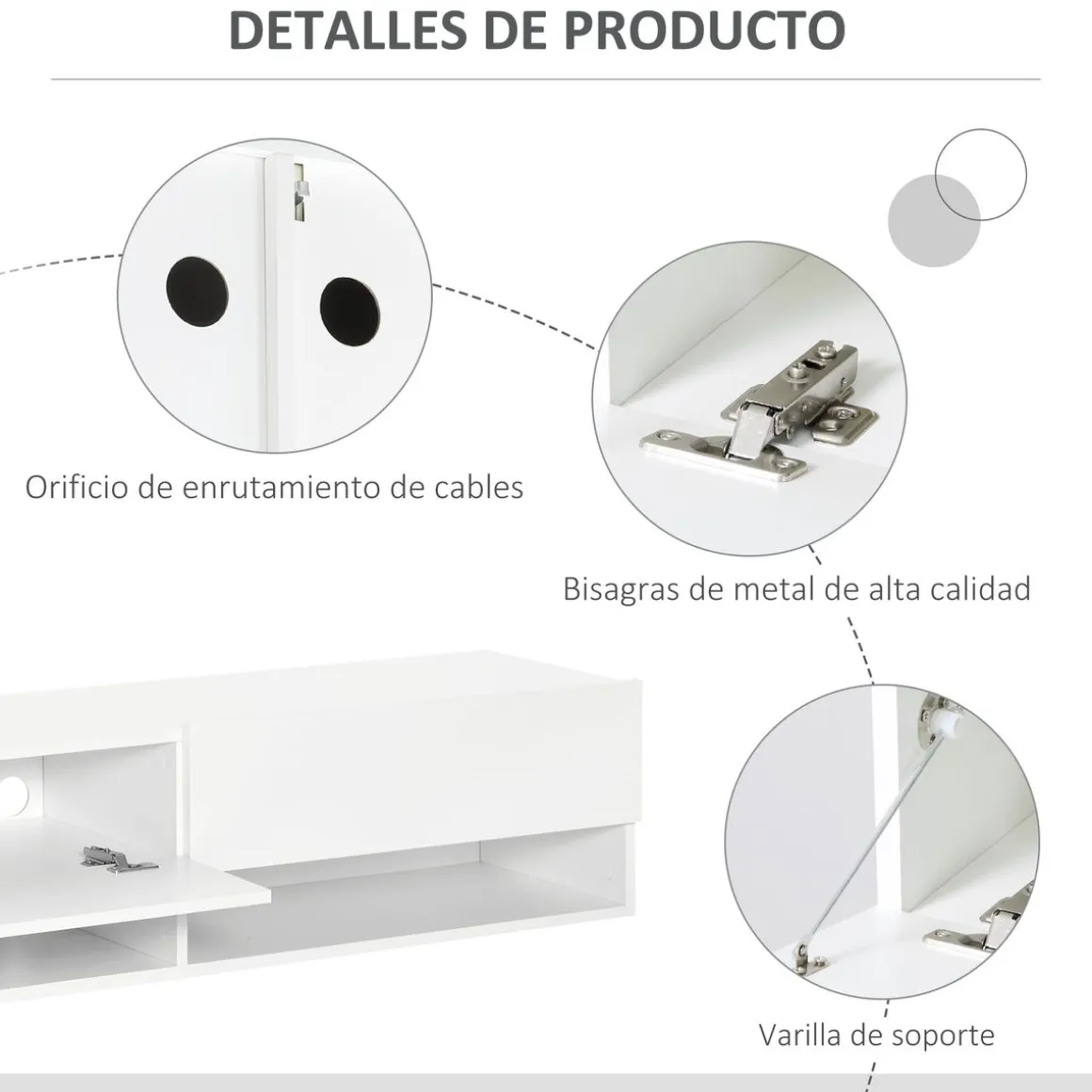 Mueble de TV Sirena Homcom 2 compartimentos y 2 armarios blanco 31x140x32 cm