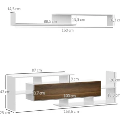 Mueble de TV Sturt Homcom + 2 estantes de pared