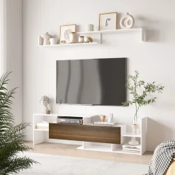 Mueble de TV Sturt Homcom + 2 estantes de pared