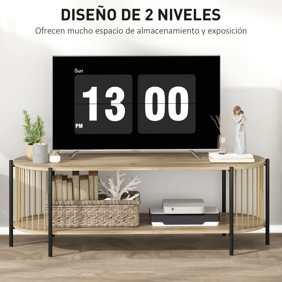 Mueble de TV Sumi Homcom con 2 estantes natural 41x124x43,5 cm
