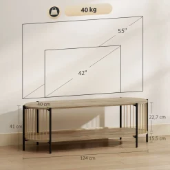 Mueble de TV Sumi Homcom con 2 estantes natural 41x124x43,5 cm