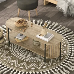 Mueble de TV Sumi Homcom con 2 estantes natural 41x124x43,5 cm